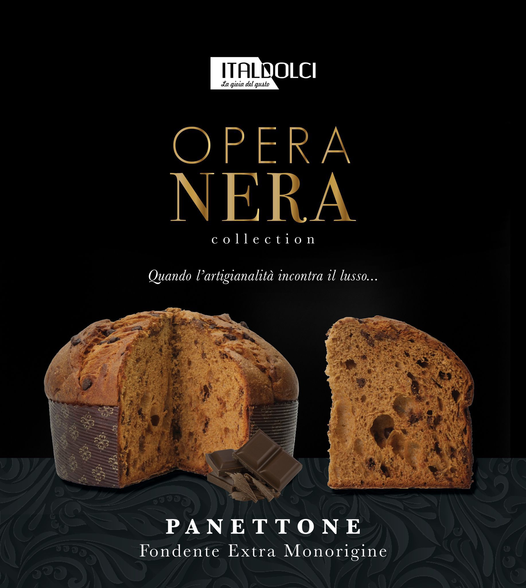 PANETTONE OPERA NERA - FONDENTE EXTRA MONORIGINE - - immagine 4